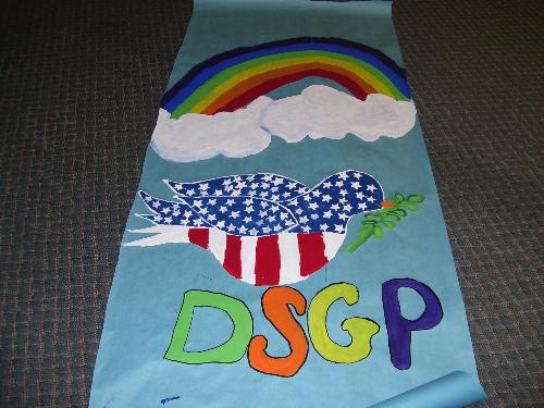 Patriotic poster, - I was inspired by a MyLot discussion to draw this image for my adult disabled clients to paint for a downtown window.