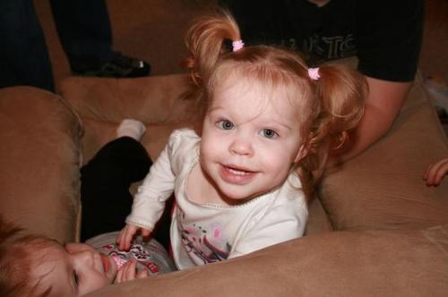 Aubrey Age 2 - This is my older twin daughter Aubrey! Just chillin in her Aunt's chair!