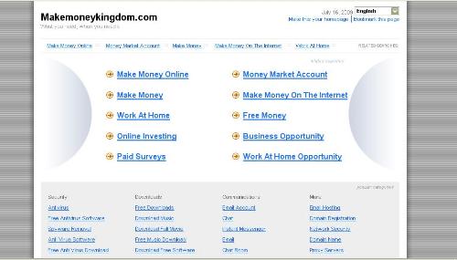 MakeMoneyKingdom - Screenshot of MakeMoneyKingdom site July 16, 2009.