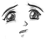 helpless expression - pencil sketch of a helpless expression with anime eyes
