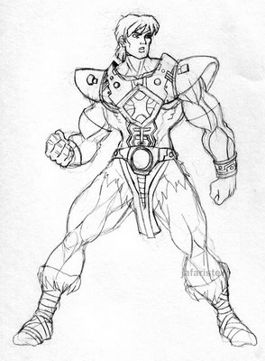 HE-,man - a sketch of the realistic cartoon he-man...has some good strokes and muscle study