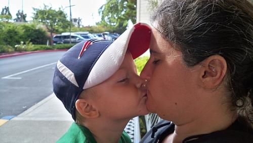 Luke and Mommy Love - This is a picture of my three year old son, Luke, giving his mama some loving!