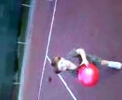 SOn playing with ball.. - My two year old playing ball in the tennis court..