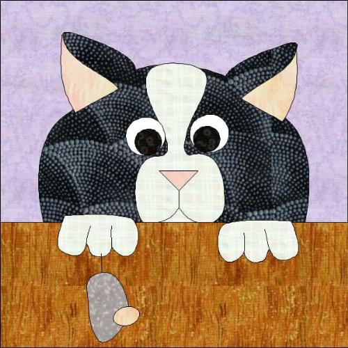 The Cat And Mouse Game Applique Quilt Block Patter - The Cat And Mouse Game applique quilt block pattern at www.madcreekdesigns.etsy.com