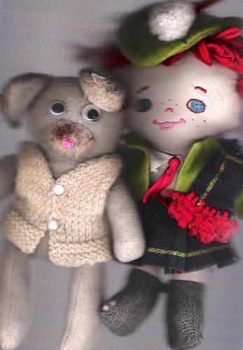 Hunee and Kevin - Two stuffies I made when I was young.