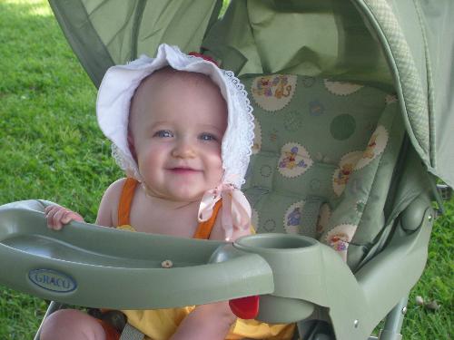 my beautiful baby Summer.... - This is my beautiful baby girl Summer. She is 13 months old & definitely the love of our lives & our pride & joy! She loves to smile & laugh! And she loves to be tickled!! She is just learning to walk & that is quite the exciting adventure!! She is also getting her first tooth which has not been very much fun for any of us! Hopefully the next ones aren't so painful & do not present anymore problems for us!! She is a good baby & everywhere we go she smiles & babbles at everyone! Besides Mama & Dadda she says 'kitty' 'cat' & 'car'.To her though every animal she ees is kitty! Even the big German shepard up the street!! We just love our girl so so much!!! Muahhh!!