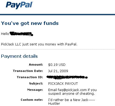 payment proof - payment proof from pickjack