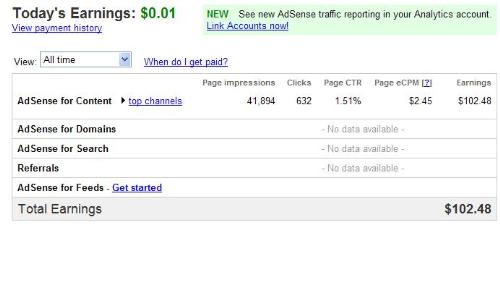 google earnings - my google adsense earnings