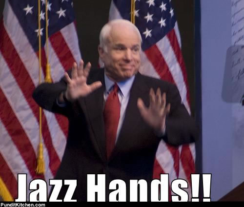 John McCain's hands - John MCCain doing the Jazz Hands
