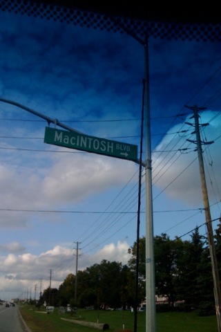 Macintosh Blvd. - Besides being Mac crazy, I have to pass by this street sign everyday. :)
