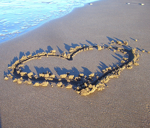 Symbol of Love @ beach - Symbol of love on the wet sand...