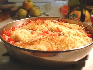 Fried Noodles - Noodles fried with black sauce, oyster sauce, a dash of chilli/tabasco and add in fried eggs and dried shrimps - delicious!