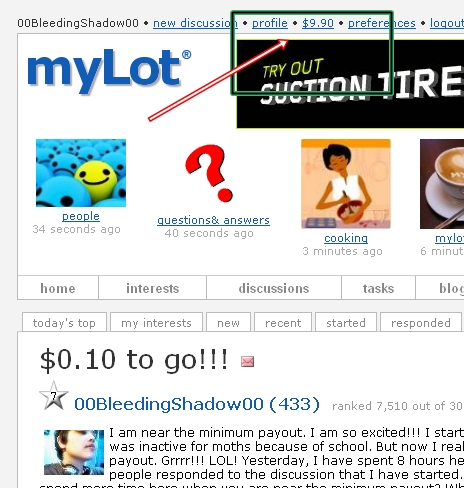 $0.10 to go!!! - I am near my minimum payout here at mylot!!! I am so excited. Weeeee!!! :0)
