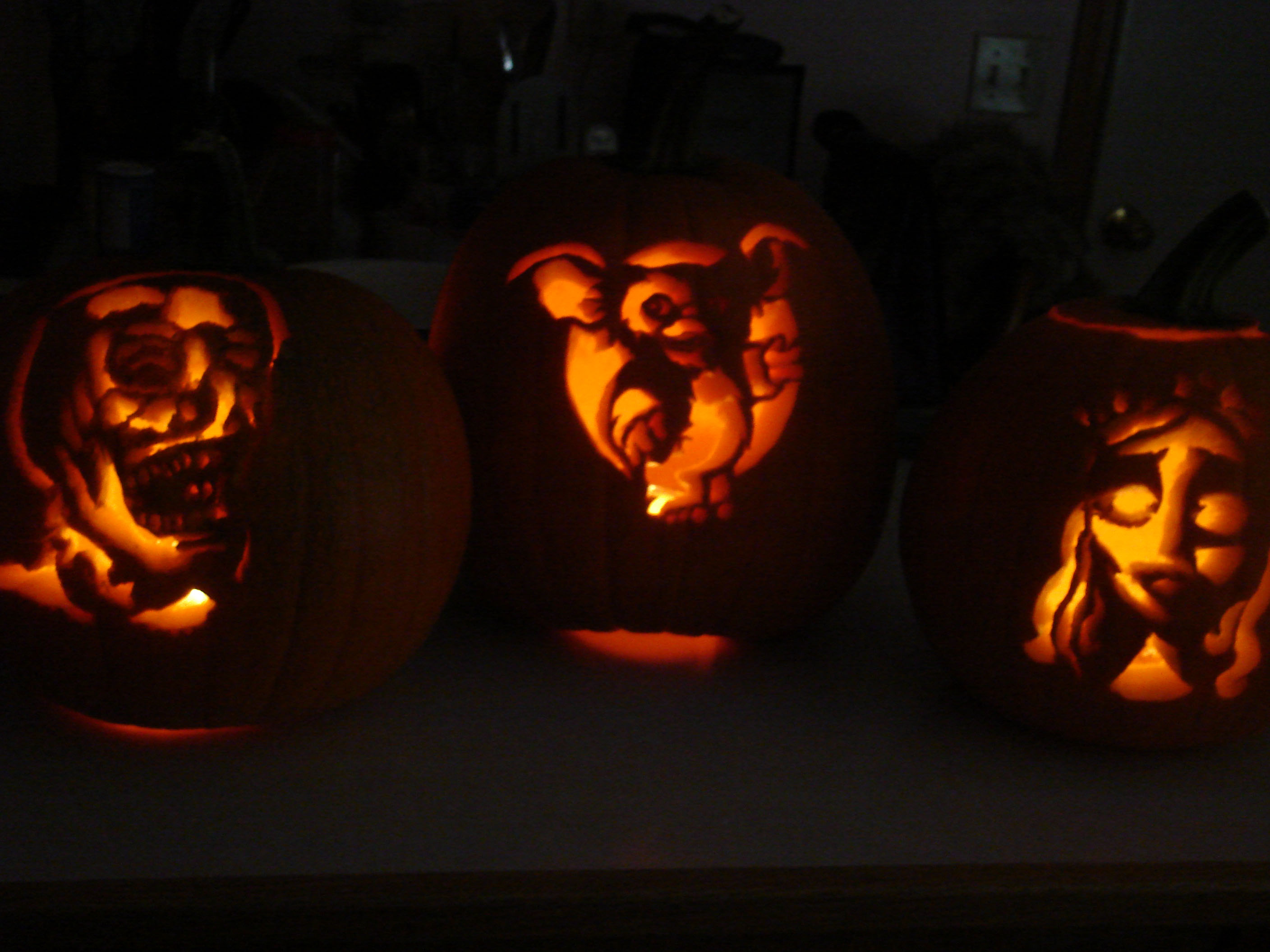 Halloween! :) - This is three pumpkins carved by me and my sisters :)