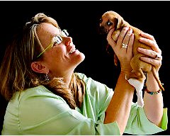 5 Legged Puppy with He her Guardian Angel... - Lilly had the 5th leg removed yesterday 07/23/2009 & is up & running on 4 legs today. She needs the prayers of everyone that she's NOT turned over to the freak show!!!