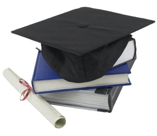School - Graduation cap, textbooks and a diploma