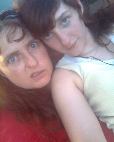 Disgusting! - My mother and i at camp, looking our worst, ha ha. We will never be this ugly again in our lives, i hope!!