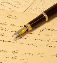 Pen to paper - An old quill ink pen and a parchment of paper. This picture resembles to me that no matter what God's love for us is like unerasable ink. The pen and paper are only 'props' for something that means a great deal to me.