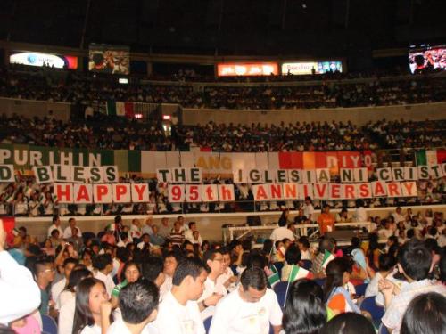 Iglesia Ni Cristo 95th Anniversary - The Iglesia Ni Cristo celebrated it's 95th Anniversary last monday, July 27. Million of brethren around the world flocked together for this very memorable event. The picture above is the gathering in Araneta Coliseum in Quezon City, Philippines.