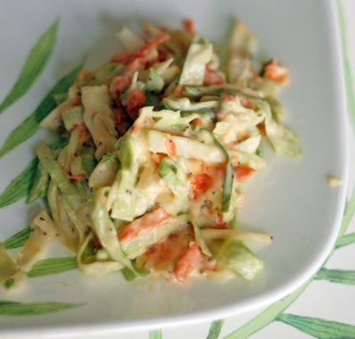 salad - home made! cabbage+carrots+mayonnaise=coleslaw.Ü