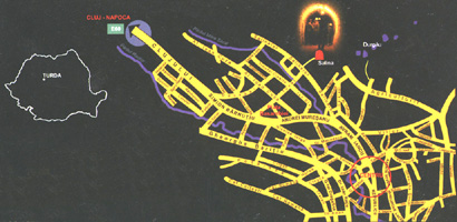 Map of the Salt Mine Turda,Romania - The salt was exploited in rooms of 17-34m (56-112 feet) depth and 10-12m (33-39 feet) width, disposed one near the other an separated by a safety consolidation. This system ensured a massive extraction of the salt, but it worked only in those areas where the salt was exploited near the surface. Salt was continuously extracted during the 6 and 9 century, along with other very useful minerals.