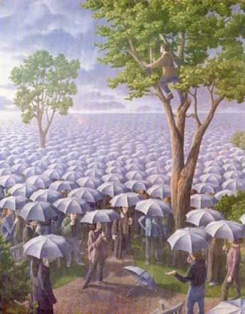 rain  - umbrellas-painting