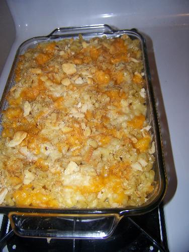 Jake's yummy dinner of baked macaroni and cheese - This is what he fixes for my birthday, so not too long before I get to have it again!
