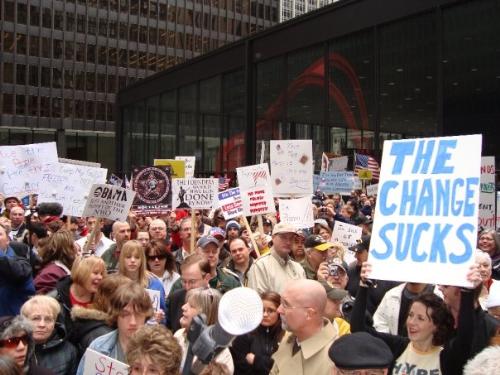 Change Sucks - I like this. This is an image from a protest in Chicago taken recently.