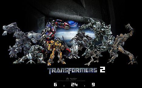 Transformers Revenge of the Fallen Flyer - A stunning image displays both the autobot and decepticon teams from the transformers series. 