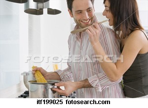 Couple cooking in kitchen - Have you ever share kitchen with your wife?