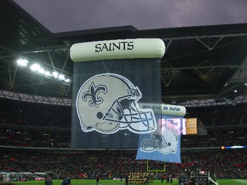 NFL comes to Wembley - The opening ceremony of the NFL game between the Chargers and the Saints at Wembley Stadium 2008.