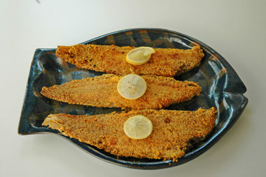 a fish fried with RAWA - a sample of fried fish with Rawa