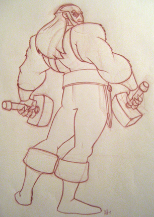 a clean sketch - outlines traced out of some sketch or you can say a clean sketch rear 3/4th of some huge man