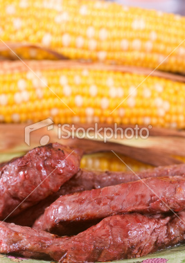 Grilled steak and corn - Grilled flank steak and corn on the cob