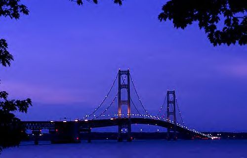 Mackinac Bridge Over Lake Michigan - Mackinac Bridge is 5 miles long and crosses over Lake Michigan to connect our upper and lower peninsulas.