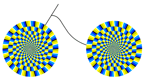 optical illusion picture - just watch this bicycle closely..shift your eyes from one wheel to the other.you will find them moving..just check out the wonders of optical illusion..