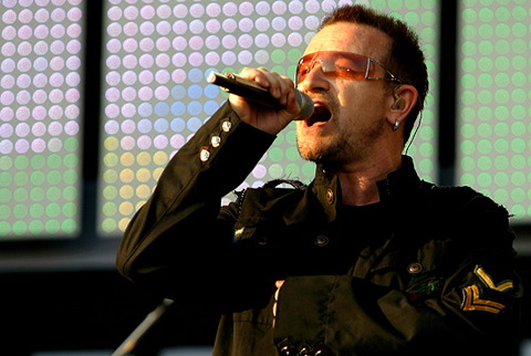 u2 - bono singing - this is the lead singer bono from the famous band u2