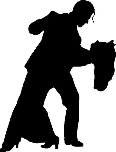 dancing - Black silhoulette of man and woman doing ballroom dance together