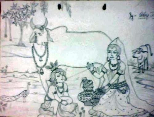 lord krishna with yashoda maiyya - lord krishna-- indian god with her mother yashoda...