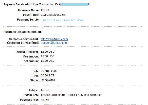 1st payment tuibux - my 1st payment received from tuibux :D