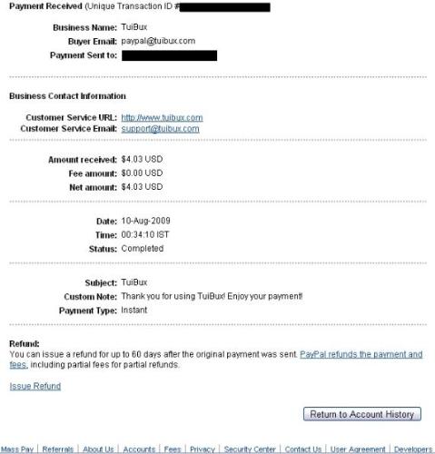 Tuibux Second Payment - This the the payment proof of Tuibux