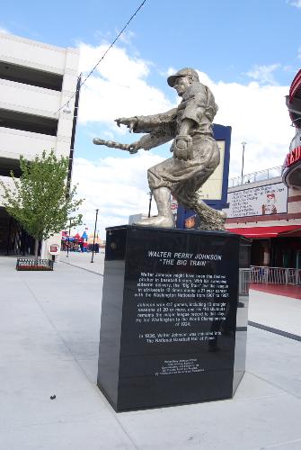 Walter Johnson Statue - Statue of Walter Johnson 'The Big Train' in Centerfield Pavilion of Nationals Park, July 2009
