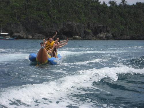 me - banana ride in the beautiful island of boracay...whew!