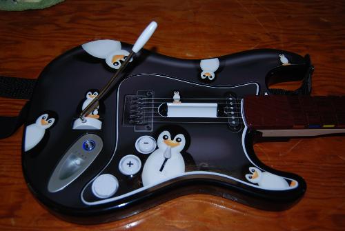 Penguin Rock Band Guitar - Penguin skinz on Guitar for Rock Band 2 for Wii