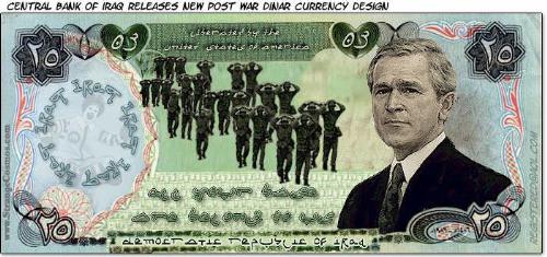 Iraqi Dinar - This is a photo of a iraqi dinar with a photo of Bush on it.