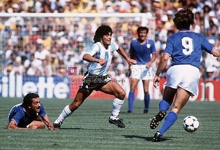 Football - Italy vs Argentina World cup 1982 football Diego Maradona leaves gentile floored.