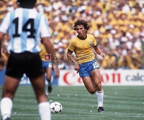Football - Zico Brazil World cup 1982 football Argentina vs Brazil.