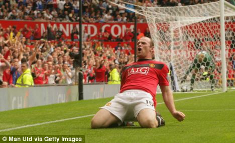 Rooney the maestro - Rooney celebrating his goal against Birmingham