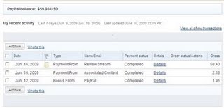 total earnings - from review stream payment proof