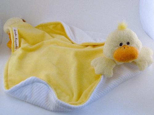 Ducky Luvi Blanket - This is a Luvi Blanket made from a TY pluffie and Minky Fabric. Great for babies! Could also make a great shower gift! Handmade with love :)